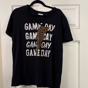 Maurices Black Game Day Tee with Leopard Print
